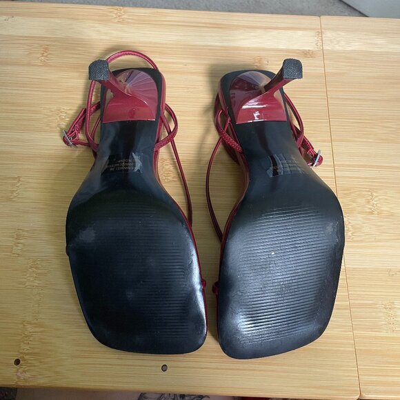 Steve Madden Annie Wine Patent Strappy Heels Size 8 - Picture 6 of 8